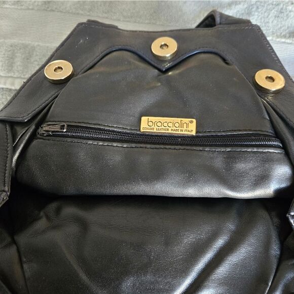 Italian Leather textured bag braccialini  bag shoulder VINTAGE - Picture 11 of 15